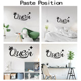 PVC Quotes Wall Sticker, for Stairway Home Decoration, Word Queen, Black, 27x57cm