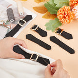 4Pcs Imitation Leather Toggle Buckle, with Alloy Findings, for Bag Sweater Jacket Coat, DIY Sewing Accessories Crafts, Black, 10.9x2.65x0.2cm, Hole: 2mm