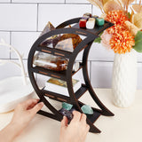 Wooden Moon Phase Decorative Crystal Display Shelf, Tabletop Gemstone Holder for Stones, Essential Oil, Minifigure, Witchy Decoration Shelves, Black, Finish Product: 22.3x8.9x29.5cm