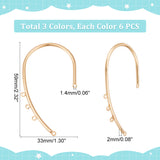 18Pcs 3 Colors Iron Ear Cuff Findings, Climber Wrap Around Non-piercing Earring Findings with Horizontal Loops, Mixed Color, 59x33x2mm, Hole: 1.4mm, 6Pcs/color