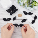 Handmade Chinese Frogs Knots Buttons Sets, Polyester Button with Acrylic Beads, Black, 68x20.5x6.5mm, 2pcs/pair, 10pairs/box