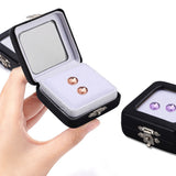 PU Leather Loose Diamond Display Boxes with Sponge Inside, Glass Visible Window Small Jewelry Storage Case, Black, Square, 5.7x5.7x2.4cm