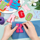Alphabet Towel Embroidery Style Cloth Iron on/Sew on Patches, Appliques, for Clothes, Dress, Hat, Jeans, DIY Decorations, Mixed Color, 69~71x30~76x3mm, 26pcs/set