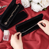 Velvet Necklace Boxes, Jewelry Boxes, Rectangle, Black, 21.8x5x3cm, 4pcs/bag