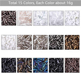 Glass Bugle Beads, Mixed Color, 6x1.8~2mm, Hole: 0.6mm, 5340pcs/box