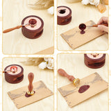 Brass Wax Seal Stamp with Rosewood Handle, for DIY Scrapbooking, Mushroom Pattern, 25mm