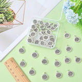 50Pcs Tibetan Style Alloy Pendants, Flat Round with Lotus, Cadmium Free & Lead Free, Antique Silver, 20x15x2mm, Hole: 2mm