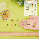 DIY Summer Beach Earring Making Kit, Including Alloy Enamel Flamingo & Pineapple & Tree & Ice Cream Pendants, Glass Beads, Brass Earring Hooks, Golden, 122Pcs/box