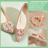 4Pcs 2 Styles Flower/Oval Alloy Rhinestone Detachable Shoe Buckle Clips, Plastic Imitation Pearl Shoe Decoration, White, 44~48x43~61x13.5~14mm, 2pcs/style