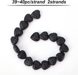 2 Strands Natural Lava Rock Beads Strands, Heart, 10x10x5mm, Hole: 0.6mm, about 39~40pcs/strand, 15.67 inch(39.8cm)