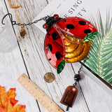 Glass Wind Chimes, Pendant Decorations, with Iron Findings, Ladybug Pattern, 417mm