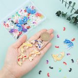 DIY Jewelry Making Finding Kit, Including 40Pcs Resin Cabochons, 8Pcs Alloy Enamel Pendants, 16Pcs Acrylic Pendants, Koi-shaped, Mixed Color, 64pcs/box