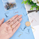 50Pcs 5 Style 304 Stainless Steel Earring Hooks, with Ice Pick Pinch Bails, with 50Pcs Plastic Ear Nuts, Mixed Color, 27.5x21mm, 21 Gauge, Pin: 0.7mm and 0.5mm, 28x21x3.4mm, Pin: 0.5mm and 0.6mm, 10Pcs/style