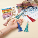 9Pcs 9 Colors Imitation Leather with Light Gold CCB Plastic Loops Tassel Big Pendants Decorations, Python Pattern, Mixed Color, 112~114x14.5~15mm, Hole: 4~4.5mm, 1pc/color