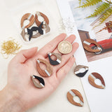 Charm Dangle Earring DIY Making Kit, Including Opaque Resin & Walnut Wood Pendants, Iron Earring Hooks & Jump Rings, Coconut Brown, Pendants: 12pcs/set