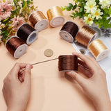 8 Roll 8 Styles Nylon Rattail Satin Cord, Beading String, for Chinese Knotting, Jewelry Making, Coconut Brown, 1~2mm, about 10.93 yards(10m)/roll~32.8 yards(30m)/roll, 1 roll/style