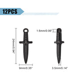 304 Stainless Steel Pendants, Dagger, Electrophoresis Black, 24x9x3.5mm, Hole: 1.6mm, 12pcs/box
