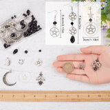 DIY Gothic Earring Making Kit, Including Alloy Star & Moon Pendants, Glass Beads, Brass Link Connectors & Earring Hooks, Black, 148Pcs/box