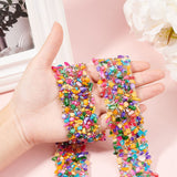 Resin Hotfix Rhinestone Beaded Trim, with Chips Shell Beads, Iron On Applique Chain Sewing Accessories, for Clothes Bag Shoes Wedding Party Decoration, Colorful, 37x2~7mm