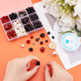 DIY Halloween Skull Gemstone Bracelet Making Kit, Including Natural Lava Rock & Synthetic Turquoise & Black Stone & Synthetic Coral Beads, Alloy & Glass Beads, Beads: 203Pcs/set