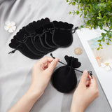 20Pcs 2 Styles Gourd Velvet Bags, Drawstring Gift Pouches Favor Bags, Black, 9.5~12x7.5~9cm, 10pcs/style