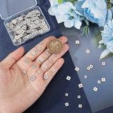 300Pcs 3 Styles 304 Stainless Steel Spacer Beads, Square, Stainless Steel Color, 4~6x4~6x0.8mm, Hole: 1.2mm, 100pcs/style