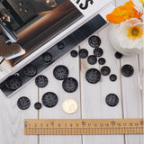 40Pcs 4 Style Flat Round 2-hole Basic Sewing Button, Wooden Buttons, Black, 13~28x4~5mm, Hole: 1.2~3mm, 10pcs/style