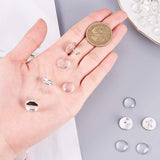 DIY Jewelry Making, with Brass Stud Earring Cabochon Settings and Clear Glass Cabochons, Flat Round, Silver, Tray: 12mm, 14x14mm, Pin: 0.7mm, 50pcs/box