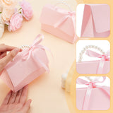 Wedding Favors Candy Box DIY Set, including 1 Sheet Craft Papar, 1Pc Ribbon, 1Pc Beaded Handle, 2 Pairs Round Hook & Loop, for Making Handbag Shaped Paper Gift Package Box, Pearl Pink, 13x7.5x8.7cm