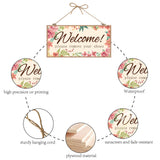 Printed Wood Hanging Wall Decorations, for Front Door Home Decoration, with Jute Twine, Rectangle with Word, BurlyWood, 30x15x0.5cm, Rope: 40cm