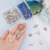 60Pcs 6 Styles Tibetan Style Alloy Connector Charms, Turtle & Clock & Anchor, Mixed Shapes, Antique Silver, 18~28x11~20x3~4mm, Hole: 1.4~2mm, 10pcs/style