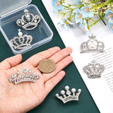 6Pcs 6 Style Crystal Rhinestone Crown Brooch Pins with Plastic Pearl Beaded, Alloy Lapel Pins for Women, Platinum, 25~33x35~50x4.3~11.5mm, Pin: 0.8mm, 1Pc/style