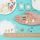 DIY Earring Making Kits, Including Natural Freshwater Shell Beads, Alloy & Brass & Steel Pendants, Brass Cable Chains & Jump Rings & Pins & Earring Hooks, Golden, 31.5x22x7mm, Hole: 2mm, 2pcs/box
