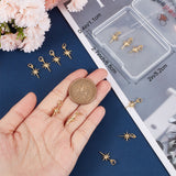 12Pcs Brass Pendants, with Jump Rings, Star, Real 18K Gold Plated, 17x9.7x2.5mm, Hole: 3.4mm