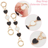 1 Set Alloy Enamel Heart Link Bag Handle Extenders, with Alloy Spring Gate Ring, Purse Making Supplies, Black, 14.5cm, 2pcs/set