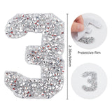 Glitter Hotfix Rhinestone, Hot Melt Adhesive on the Back, Costume Accessories, Number 0 to 9, Crystal, 61x43x2.5mm