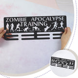 Fashion Iron Medal Hanger Holder Display Wall Rack, Sports Theme, with Screws, Word Zombie Apocalypse Training, Sports Themed Pattern, 150x400mm
