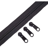 Garment Accessories, Zip-fastener Component Sets, Nylon and POM Plastic Zipper & Zipper Puller, Black, Zipper: 31mm, about 10m/strand, 1strand, Head: 37x11x11mm, 20pcs