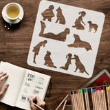 PET Hollow Out Drawing Painting Stencils, for DIY Scrapbook, Photo Album, Dog, 30x30cm