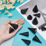 12Pcs 6 Style Wooden Ring Displays, Cone Shaped Finger Ring Display Stands, Black, 3~5.3x2.4~4.9cm, 2pcs/style