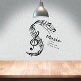 PVC Wall Decoration, Decorative Wall Stickers, Word Music is The Medicine of The Mind, Musical Note Pattern, 325x290x0.1mm