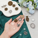 DIY Blank Dome Finger Ring Making Kit, Including Flower & Sun & Owl Adjustable Alloy Ring Settings, Glass Cabochons, Antique Bronze & Antique Silver, 24Pcs/bag