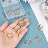 10Pcs Brass Connector Charms, Olive Branch Wreath Links, Real 18K Gold Plated, 28x22x1mm, Hole: 1mm