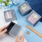 Paper Storage Gift Drawer Boxes, Translucent Plastic Cover Gift Packaging Case, Black, 9.7x9.7x3.75cm