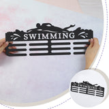 Fashion Iron Medal Hanger Holder Display Wall Rack, with Screws, Word Swimming, Sports Themed Pattern, 150x400mm