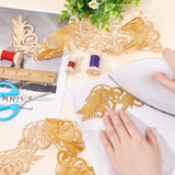 2M Polyester Embroidery Floral Trimming, Iron on/Sew on Hollow Trim, for Costume Decoration, Gold, 65x0.8mm