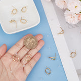 5 Pairs Brass Stud Earring Findings, with Vertical Loops, Twist Oval, with 30Pcs Plastic Ear Nuts, Real 14K Gold Plated, 14x10mm, Hole: 1.1mm, Pin: 0.6mm