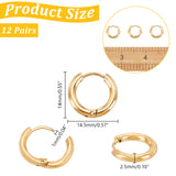 304 Stainless Steel Huggie Hoop Earrings, Hypoallergenic Earrings, Ring, Golden, 10 Gauge, 15x2.5mm, 24pcs