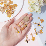 40Pcs 2 Style Alloy Enamel Honeycomb & Bees Pendant Decorations, Lobster Clasp Charms, for Keychain, Purse, Backpack Ornament, Golden, 35mm & 38mm, 20pcs/style