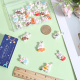 24Pcs 6 Styles Music Theme Opaque Resin Pendants, with Platinum Tone Iron Loops, Rabbit Charm, Mixed Color, 27~29x16~22x7~8mm, Hole: 2mm, 4pcs/style